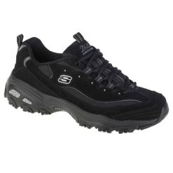 Buty sportowe Sneakersy damskie, Skechers D Lites Biggest Fan. Czarne obuwie sportowe damskie Skechers, bez wzorów, z nubiku, bez zapięcia, trekkingowe. Za 289.99 zł.