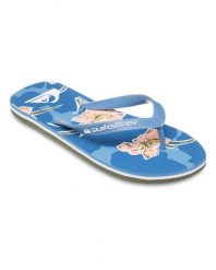 Klapki Japonki dla Mężczyzn MOLOKAI ART 25. Niebieskie klapki męskie Quiksilver, bez wzorów, z gumy, bez zapięcia. Za 97.80 zł.