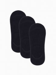 Skarpety męskie stopki 3-pak - czarne V2 OM-SOSS-0103 - one size. Czarne skarpety męskie Ombre Clothing, bez wzorów, z bawełny. W wyprzedaży za 14.99 zł.