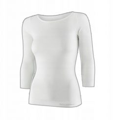 LS1628W Koszulka damska z rękawem 3/4 COMFORT MERINO kremowy S. Białe bluzki damskie Brubeck, s, bez wzorów, bez kołnierzyka, bez ramiączek. Za 247.33 zł.