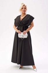 Elegancka czarna sukienka Flavia na wesele PLUS SIZE XXL. Czarne sukienki damskie Moda Size Plus Iwanek, na imprezę, plus size, bez wzorów, z elastanu, eleganckie, bez kołnierzyka, plus size, bez ramiączek, mini, kopertowe. Za 429.90 zł.