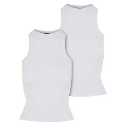 Damski tank top Urban Classics Racer Back (x2). Białe topy damskie Urban Classics, bez wzorów, z bawełny, bez kołnierzyka, bez ramiączek. Za 160.00 zł.