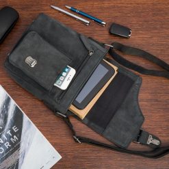 Torba męska skórzana na ramię zgrabna czarna elegancka Beltimore N10. Czarne torby na ramię męskie na ramię. Za 289.90 zł.