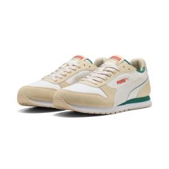 Sneakersy unisex St Miler Retro Run PUMA Warm White Canvas Wild Green Beige. Białe obuwie sportowe damskie Puma, bez wzorów, bez zapięcia. Za 299.00 zł.