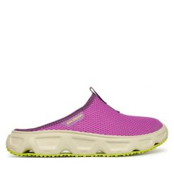 Klapki Salomon. Fioletowe klapki damskie Salomon, bez wzorów, bez obcasa, bez zapięcia. Za 319.99 zł.