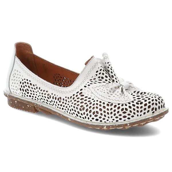 Białe Baleriny Ravini Wygodne Obuwie Damskie Ze Skóry Naturalnej. Białe balerinki damskie Ravini, z aplikacjami, ze skóry, eleganckie, bez obcasa, bez zapięcia. Za 219.00 zł.