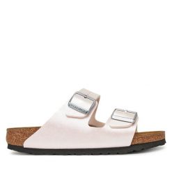 Klapki Birkenstock. Czerwone klapki damskie Birkenstock, bez wzorów, bez obcasa, bez zapięcia. Za 359.99 zł.