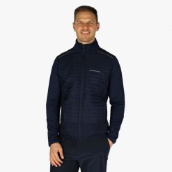 Sweter treningowy trening męski Swedemount On Course Fullzip szybkoschnący. Niebieskie swetry męskie SWEDEMOUNT, m, bez wzorów, sportowe, bez kołnierzyka, bez ramiączek. Za 279.99 zł.