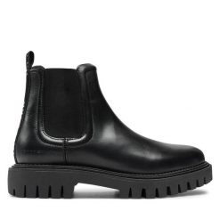 Sztyblety Tommy Hilfiger. Czarne botki męskie Tommy Hilfiger, bez wzorów, bez obcasa, bez zapięcia. Za 419.99 zł.