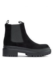 Pollini Sztyblety SA21204G0HTI0000 Czarny. Czarne botki damskie Pollini, bez wzorów, ze skóry, bez obcasa, na płaskiej podeszwie, bez zapięcia. Za 1,219.00 zł.