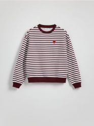 Bawełniana bluza z haftem - czarny. Czarne bluzy damskie Reserved, l, bez wzorów, z bawełny, bez ramiączek, bez kaptura. W wyprzedaży za 49.99 zł.