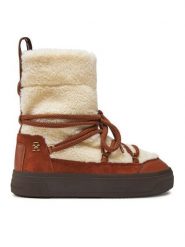 Tommy Hilfiger Śniegowce Lace-Up Faux Shearling Snowboot FW0FW08252 Beżowy. Brązowe śniegowce damskie Tommy Hilfiger, z materiału, bez zapięcia. Za 449.99 zł.