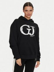 Guess Bluza Sara V4YQ00 K68I4 Czarny Relaxed Fit. Czarne bluzy damskie Guess, xxs, z aplikacjami, z bawełny, bez ramiączek, bez kaptura. Za 189.99 zł.