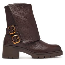 Botki Hispanitas. Brązowe botki damskie Hispanitas, bez wzorów, bez obcasa, na słupku, bez zapięcia. Za 859.99 zł.