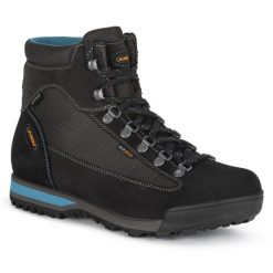 Buty trekkingowe Aku Slope Micro GTX anthracite/turquoise Goretex i Vibram. Czarne buty zimowe męskie Aku, bez wzorów, z gore-texu, bez obcasa, bez zapięcia. W wyprzedaży za 829.00 zł.