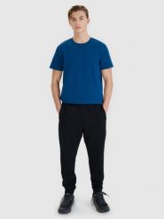4F Spodnie dresowe joggery męskie - czarne S. Czarne spodnie sportowe męskie 4F, l, bez wzorów, z bawełny. W wyprzedaży za 159.99 zł.