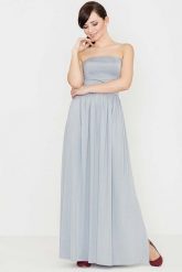 Szara Zmysłowa Gorsetowa Maxi Sukienka. Szare sukienki damskie Katrus, l, bez wzorów, z bawełny, bez kołnierzyka, bez ramiączek, maxi, gorsetowe. Za 259.00 zł.