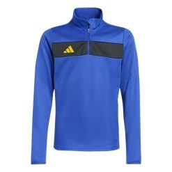 Adidas Tiro 25 Essentials junior - Bluza z zamkiem dla juniorów. Niebieskie bluzy damskie Adidas, bez wzorów, z materiału, bez ramiączek, bez kaptura. Za 154.70 zł.