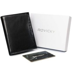 Portfel męski czarny Rovicky 1502-03-BOR-1140 BLA. Czarne portfele męskie ROVICKY, bez wzorów. Za 61.99 zł.