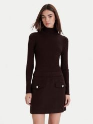 Morgan Sukienka dzianinowa 242-REGOYA Brązowy Slim Fit. Brązowe sukienki damskie Morgan, bez wzorów, z dzianiny, bez kołnierzyka, bez ramiączek. Za 439.99 zł.