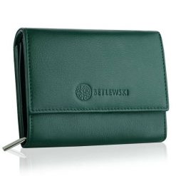 Portfel damski BETLEWSKI BPD-SS-11 ZIELONY. Zielone portfele damskie Betlewski, ze skóry. Za 139.99 zł.
