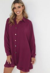 Fioletowa Sukienka Plisowana Koszulowa Volno. Fioletowe sukienki damskie Born2be, na co dzień, bez wzorów, bez kołnierzyka, bez ramiączek, mini, koszulowe. Za 119.99 zł.