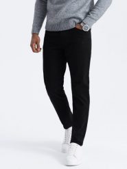 Męskie spodnie chino o dopasowanym kroju - czarne V1 OM-PACP-0151 - XXL. Czarne eleganckie spodnie męskie Ombre Clothing, bez wzorów, z bawełny. Za 179.99 zł.
