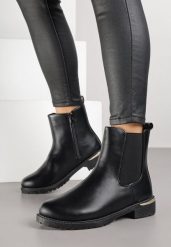 Czarne Botki Sztyblety Ozdobione Elastycznym Elementem Clasina. Czarne botki damskie Renee, bez wzorów, eleganckie, bez obcasa, na płaskiej podeszwie, bez zapięcia. Za 79.99 zł.