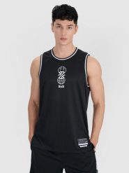 4F Tank top do koszykówki oversize szybkoschnący męski - czarny XXL. Czarne koszulki sportowe męskie 4F, l, w ażurowe wzory, z dzianiny, bez ramiączek, do koszykówki. W wyprzedaży za 79.99 zł.