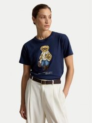 Polo Ralph Lauren T-Shirt 211B23863001 Granatowy Regular Fit. Niebieskie t-shirty damskie Polo Ralph Lauren, xs, bez wzorów, z bawełny, bez kołnierzyka, bez ramiączek. Za 611.99 zł.