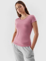 4F T-shirt regular gładki damski XS. Czarne t-shirty damskie 4F, xs, bez wzorów, z bawełny, bez kołnierzyka, bez ramiączek. Za 49.99 zł.
