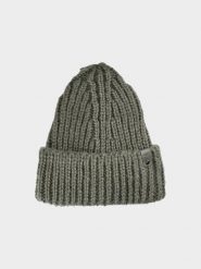 4F Czapka beanie damska - zielona S. Zielone czapki damskie 4F, na zimę, bez wzorów, z dzianiny, klasyczne. Za 59.99 zł.