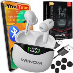 Słuchawki Wenom 15pro białe. Białe słuchawki bezprzewodowe Wenom. Za 79.99 zł.