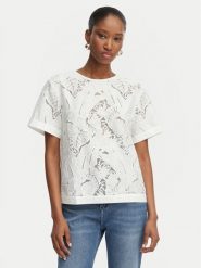 Guess Bluzka W6GH41 W1851 Biały Regular Fit. Białe bluzki damskie Guess, s, z aplikacjami, z syntetyku, bez kołnierzyka, bez ramiączek. Za 434.99 zł.