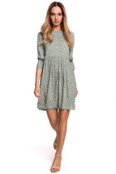 Sukienka boho rozkloszowana mini z wiskozy w kwiaty zielona. Zielone sukienki damskie Sukienki.shop, do pracy, na jesień, s, bez wzorów, z wiskozy, biznesowe, bez kołnierzyka, bez ramiączek, mini, rozkloszowane. Za 149.00 zł.