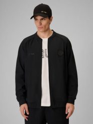 4F Bluza bomberka męska 4F x Robert Lewandowski - czarna M. Czarne bluzy sportowe męskie 4F, m, z aplikacjami, z materiału, bez kaptura. Za 299.99 zł.
