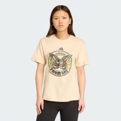 Koszulka adidas X FARM Graphic. Brązowe bluzki damskie Adidas, xs, bez wzorów, sportowe, bez kołnierzyka, bez ramiączek. Za 149.00 zł.