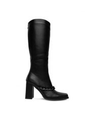 DeeZee Kozaki 7366 3-BLACK PU Czarny. Czarne kozaki damskie DeeZee, bez wzorów, z materiału, bez obcasa, na słupku, bez zapięcia. Za 229.99 zł.