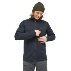 Kurtka turystyczna Haglöfs Rosson Mid. Czarne kurtki męskie Haglöfs, bez wzorów, sportowe, bez kaptura. Za 466.30 zł.