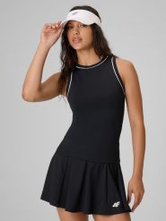 4F Top slim gładki damski - czarny M. Czarne koszulki sportowe damskie 4F, m, bez wzorów, z dzianiny, bez ramiączek. Za 59.99 zł.