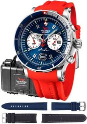 Zegarek męski Vostok Europe 6S21-510A583SR czerwony. Czerwone zegarki męskie Vostok Europe, bez wzorów. Za 4,644.60 zł.