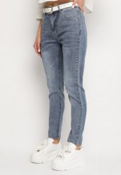 Jasnoniebieskie Jeansy o Dopasowanym Kroju z Regularnym Stanem Galissea. Niebieskie jeansy damskie Born2be, bez wzorów, z jeansu, eleganckie. Za 59.99 zł.