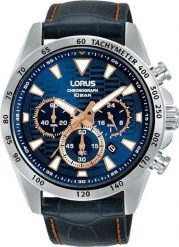 Zegarek Lorus chronograf męski RT359KX9 stalowy wodoszczelny . Szare zegarki męskie Lorus, bez wzorów, ze stali. Za 724.67 zł.