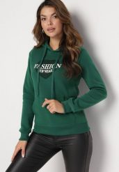 Zielona Bluza Kangurka z Kapturem z Polarem i Nadrukiem z Sercem Sinha. Zielone bluzy damskie Born2be, m, bez wzorów, z polaru, casualowe, bez ramiączek, z kapturem. Za 84.99 zł.