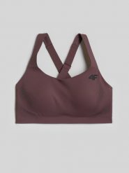 4F Biustonosz treningowy ze średnim wsparciem damski - brązowy XL. Brązowe bielizna sportowa damska 4F, l, bez wzorów, z gumy. Za 179.99 zł.
