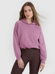 4F Bluza dresowa cropped nierozpinana z kapturem damska 4F x Anna Lewandowska - różowa M. Czerwone bluzy damskie 4F, m, bez wzorów, z bawełny, eleganckie, bez ramiączek, z kapturem. Za 149.99 zł.