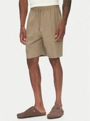 Emporio Armani Szorty materiałowe EM000681 AF12356 U6189 Brązowy Regular Fit. Brązowe szorty męskie Emporio Armani, bez wzorów, ze lnu. Za 429.99 zł.