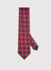 PAKO LORENTE - Bordowy krawat w kwiaty. Czerwone krawaty i muchy Pako Lorente, bez wzorów, z poliesteru. Za 99.99 zł.