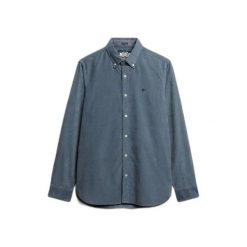 Koszula Superdry. Niebieskie koszule męskie Superdry, s, bez wzorów, prążkowane, klasyczne, bez kołnierzyka, bez ramiączek. Za 329.05 zł.