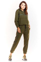 Khaki Krótka Bluza z Kapturem z Błyszczącą Tasiemką. Brązowe bluzy damskie Infinite You, l, bez wzorów, z bawełny, bez ramiączek, z kapturem. Za 194.90 zł.